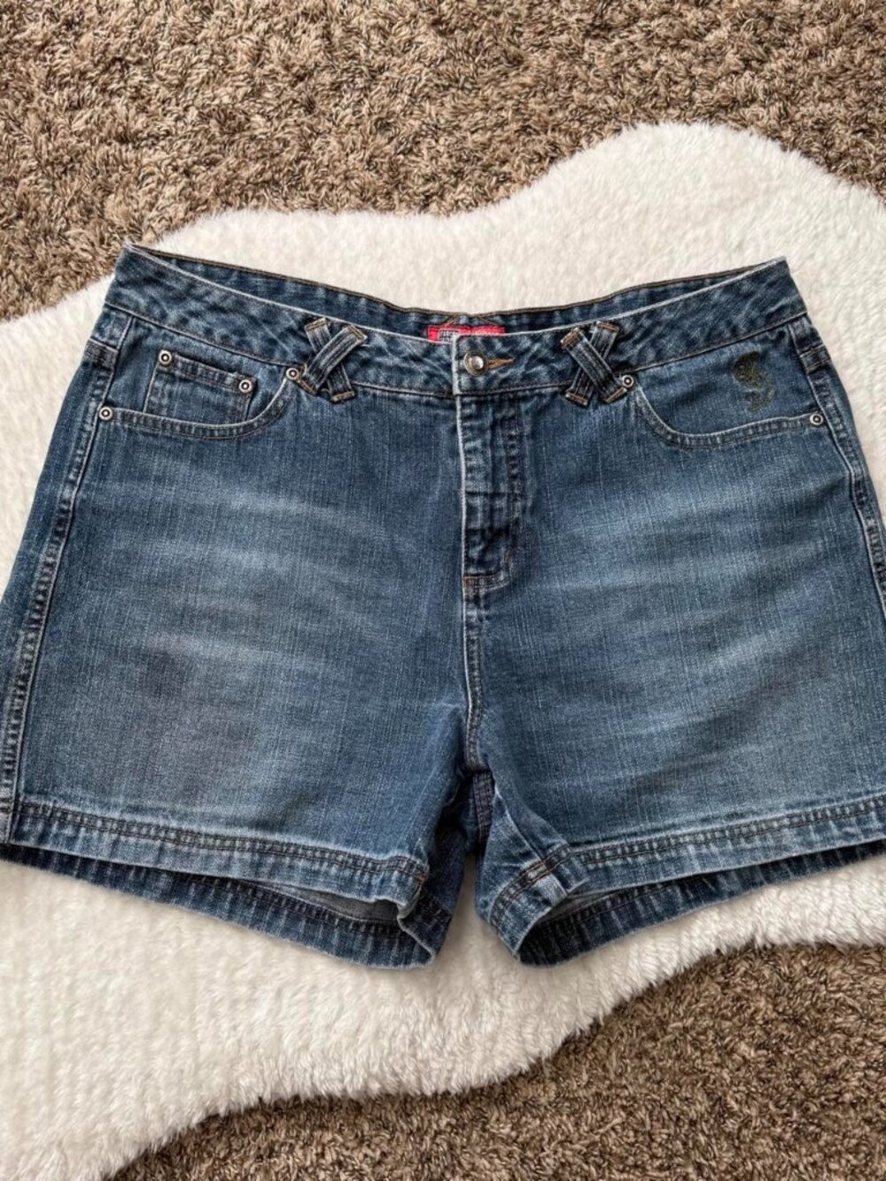 Y2k girly grunge boho denim mid rise shorts